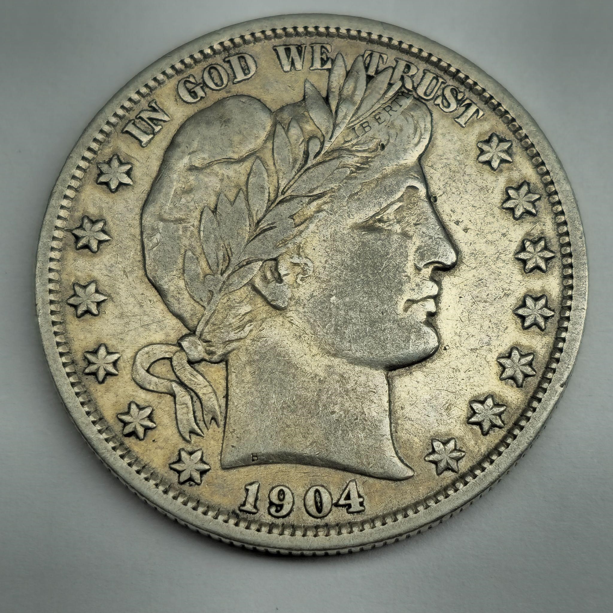 1904 Barber 50c Silver Half Dollar. Very nice coin