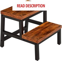 $40  2 Step Wood Stool for Kids & Adults  Brown