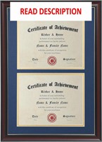 $37  Double Certificate Frame 8.5x11  Cherry Wood