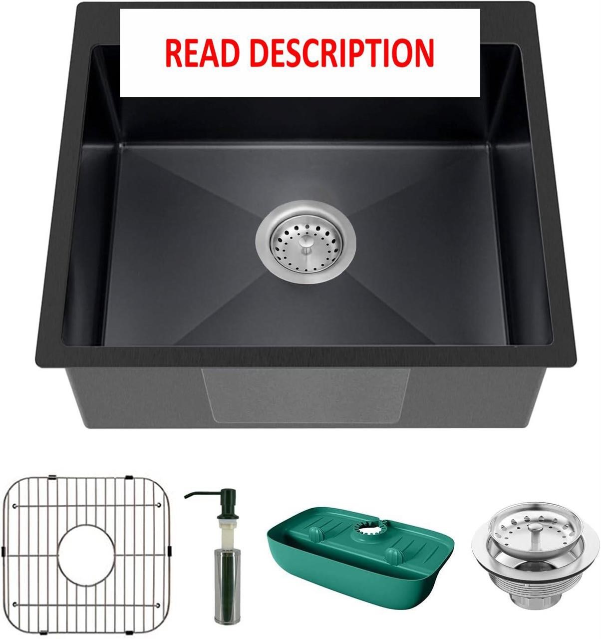 $165  Black Kitchen Sink  Stainless Steel  25x22x9