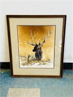 framed watercolor "Elk" Mimi Grant - 21.5" x 25.5"