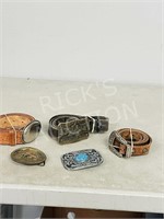 3 leather belts & buckles