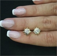 18K Gold Starburst Swarovski Crystal Stud Earrings