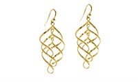 Italian 18K Gold Pl Sterling Dangle Hook Earrings
