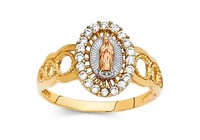 18K Gold PlaTri Color Lady of Guadalupe Ring