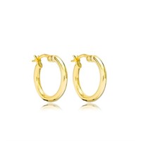 14K Gold Pl Sterling French Lock Hoop Earrings