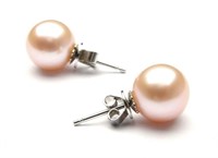 18k White Gold Plated Natural Pearl Stud Earrings