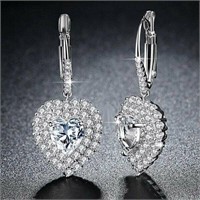 18K Gold Pl Swarovski Crystal Heart Earrings