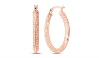 18K Rose Gold Pl Sterling Hoop Earrings
