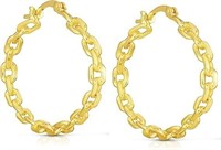 14K Gold Pl Sterling Silver 30MM Hoop Earrings