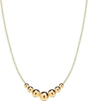18K Gold Pl Sterling Silver Bead Chain Necklace