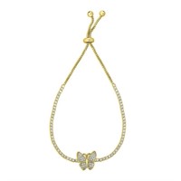 18k Gold Pl Adjustable Butterfly Tennis Bracelet