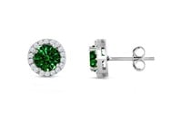 Sterling Silver Emerald Topaz Stud Earrings