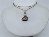 Cats Pendant Necklace Sterling Silver