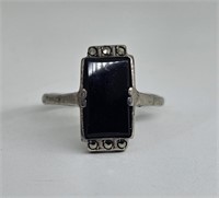 Onyx Ring Sterling SIlver 925