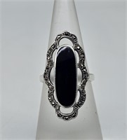 Vintage Onyx Ring Sterling Silver