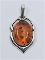 Amber Pendant Sterling Silver 925