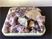 Tray Of Purple Rocks & Gems