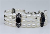 Bracelet 925 Whit Pearls and  Marcasite