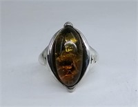 Amber Ring Sterling Silver 925