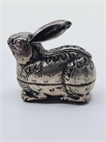 Silver Chinese box Carved rabbit