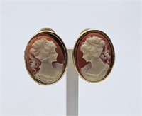 Gold Plated Cameo Earrings