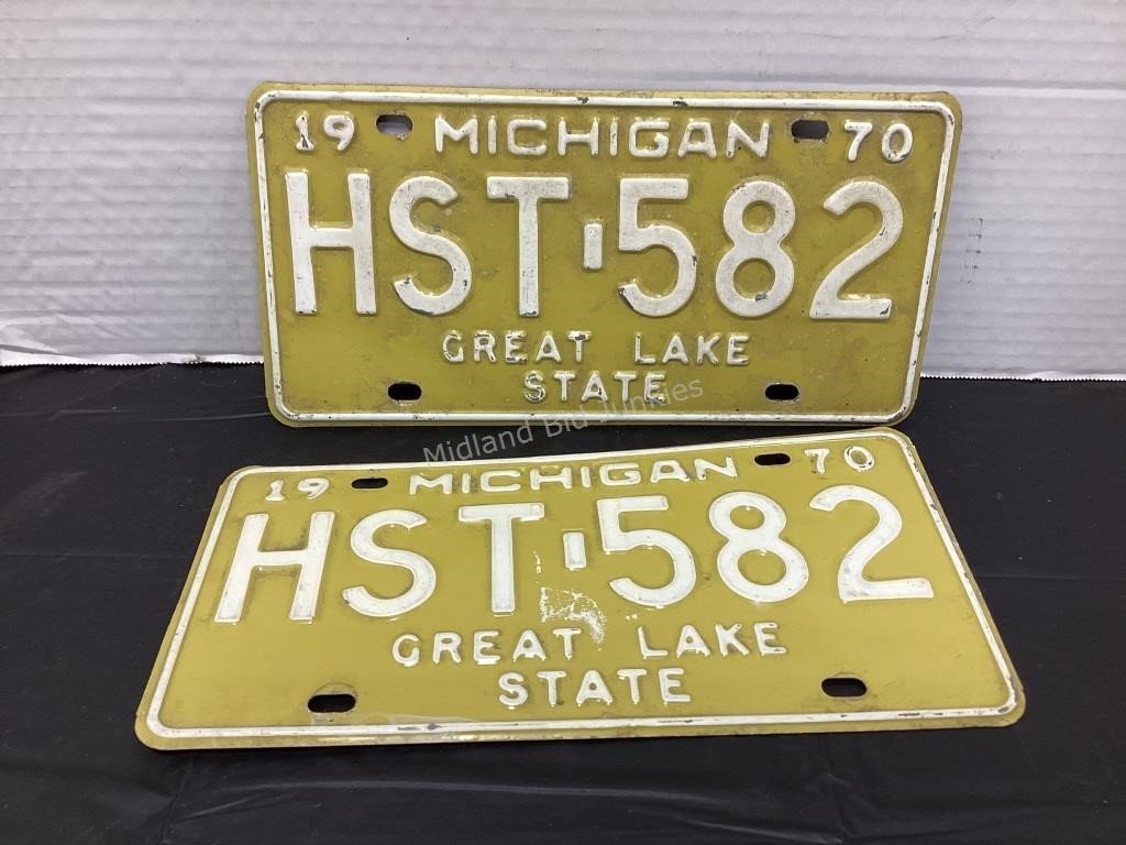 1970 Michigan Matched Set License Plates