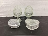 Covered Glass Eggs & Heart Dish