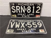 Two 1979 Michigan License Plates