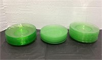 23 Green Depression Glass Saucers