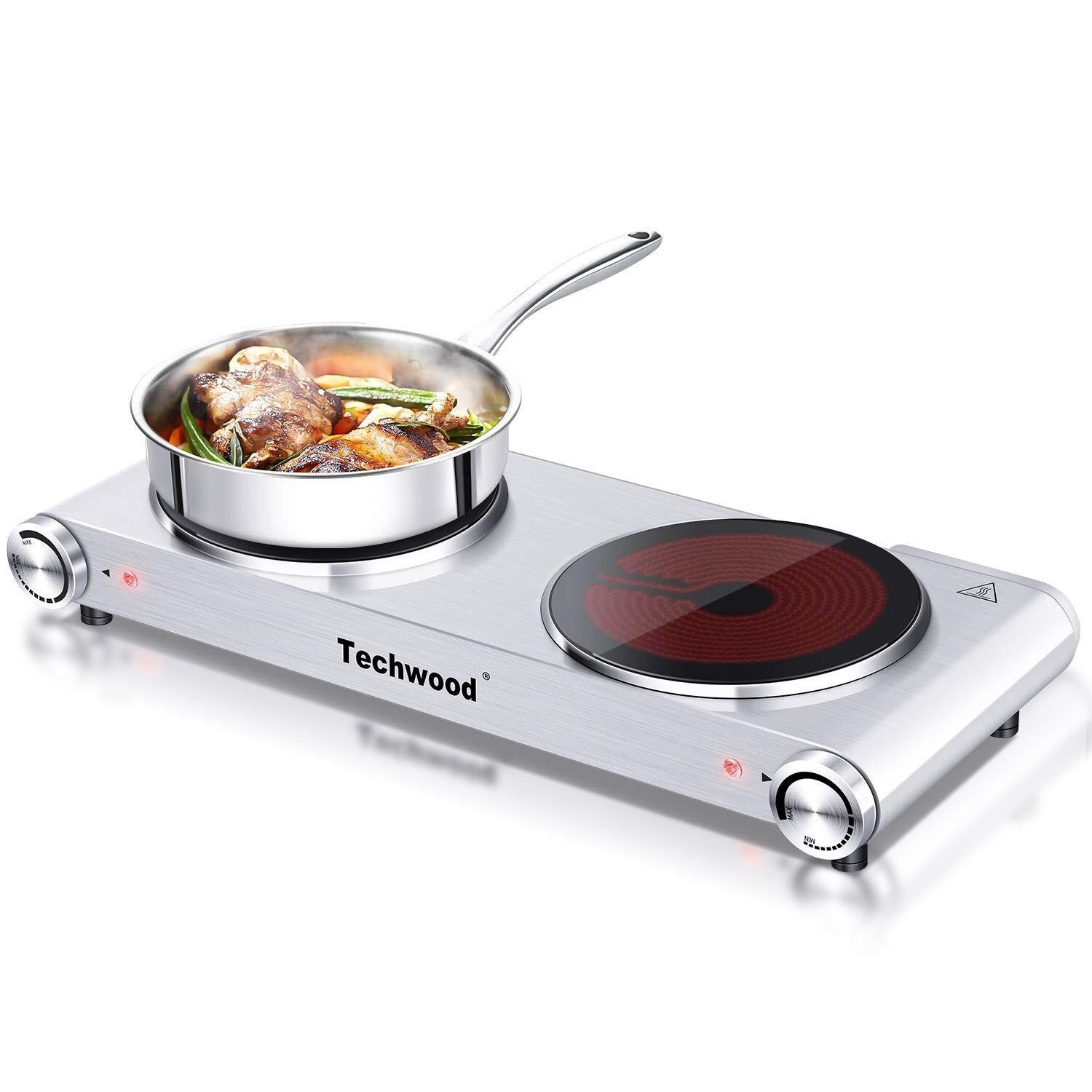 **READ DESC** Hot Plate, Techwood 1800W Dual Elect