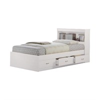 HODEDAH Twin Size Wood Platform Bed with Bookcase