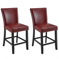 MODERION Set of 2 Bar Stools, Red Bar Chairs with
