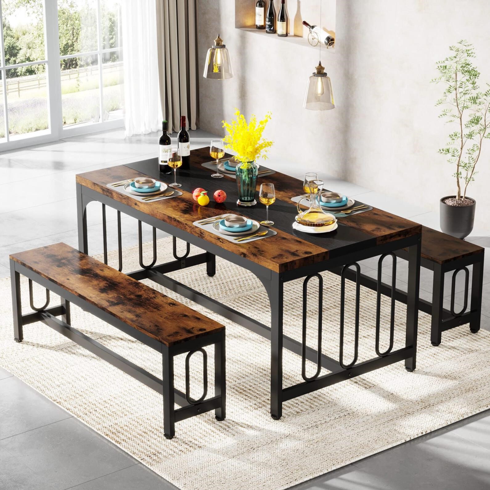 Tribesigns 55 Inch Dining Table Set for 4-6, 3-Pie