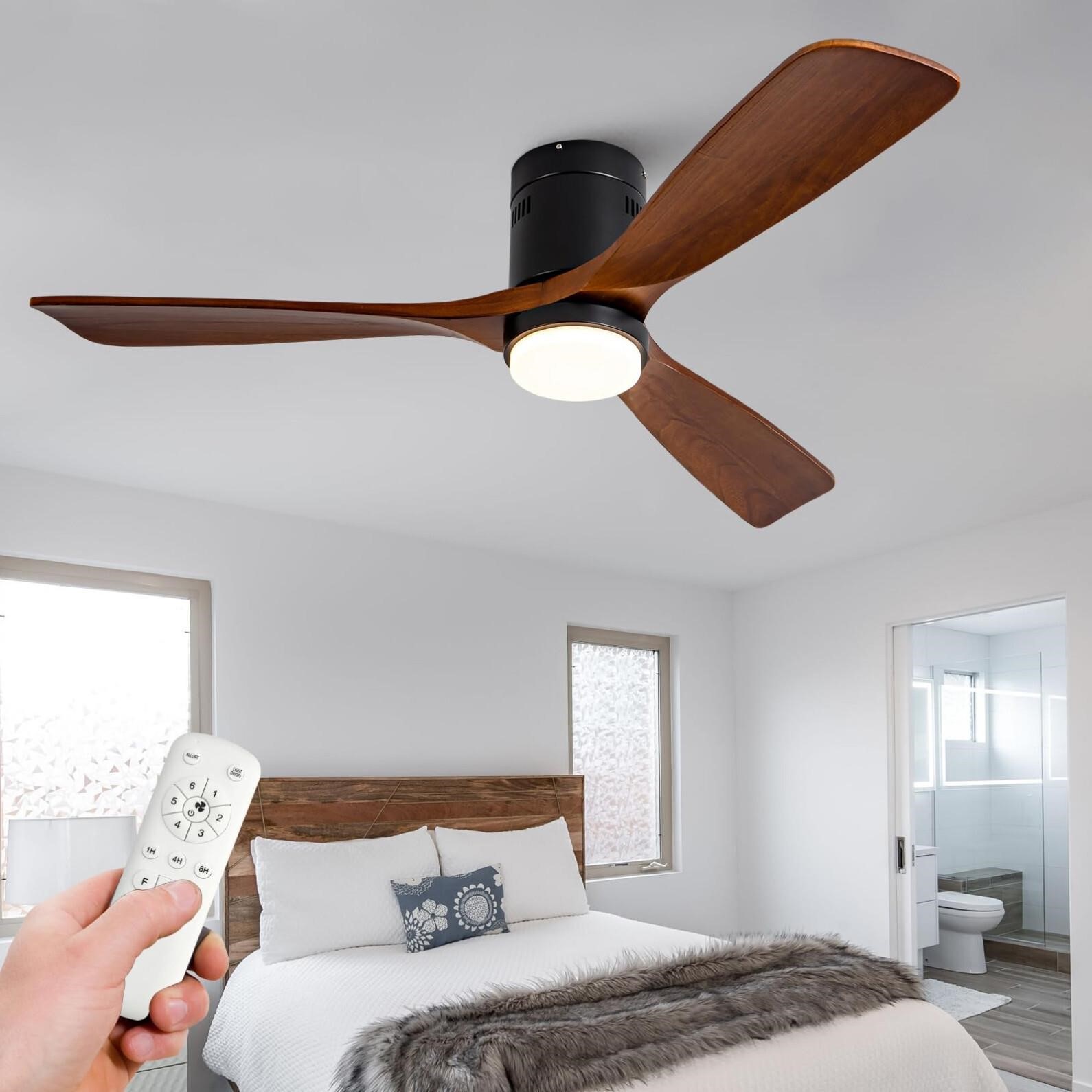 BOJUE 52 Inch Ceiling Fans with Lights, Low Profil