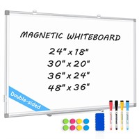 QUEENLINK Double-Sided Magnetic White Board, 24"x1