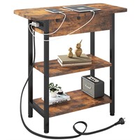 LIDYUK End Table with Charging Station, Flip Top S