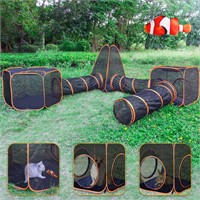 6-in-1 Outdoor Cat House, Tent with Tunnels for In