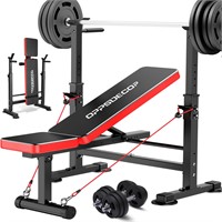 OPPSDECOR 600lbs 6 in 1 Weight Bench Set with Squa