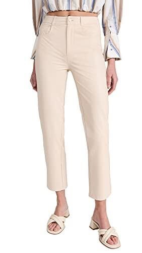 PAIGE Women's Stella Faux Leather Jeans, Ecru, Off