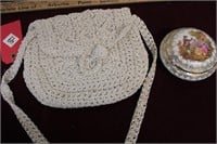 Italian Lace Purse & Limoges Compote France