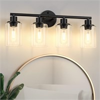 Licperron 4-Light Black Bathroom Light Over Mirror