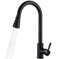TNOMS Black Faucet for Kitchen Sink,High Arc Singl