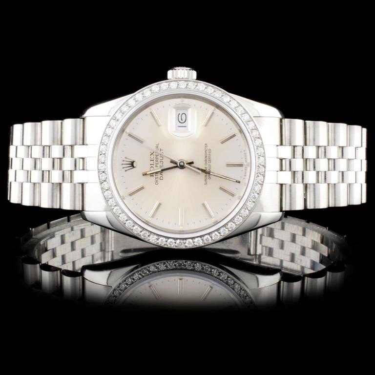 Rolex SS DateJust Diamond 36mm Wristwatch