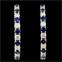 14K Gold 6.14ct Sapphire & 3.21ctw Diamond Earring