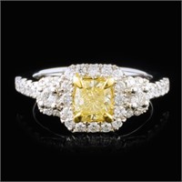 18K White Gold 1.32ctw Fancy Yellow Diamond Ring