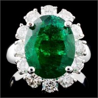 14K Gold 4.06ct Emerald & 1.45ctw Diamond Ring