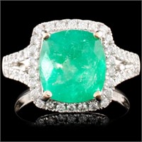18K Gold 3.45ct Emerald & 0.54ctw Diamond Ring