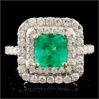 18K Gold 1.63ct Emerald & 0.98ctw Diamond Ring