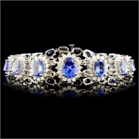 14K Gold 29.40ctw Tanzanite & 2.60ctw Diamond Brac